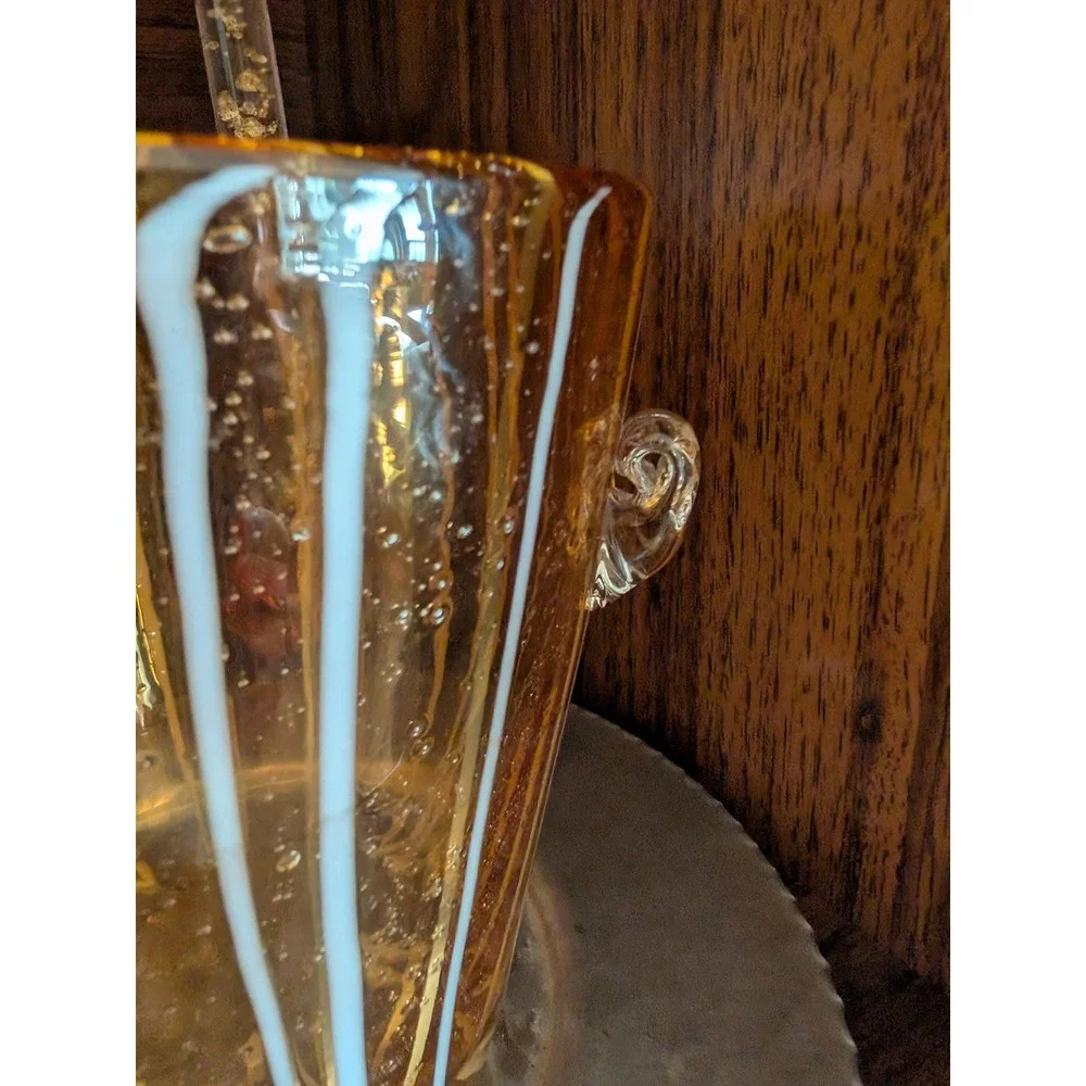 MCM Venini for Disaronno Amber and White Fused Glass Ice Bucket Murano